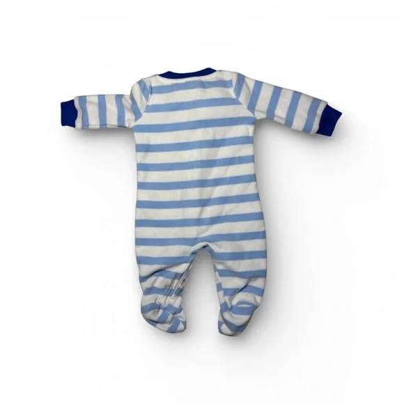 Carter's Blue and White Striped Footie with Reindeer - Picture 2 of 4